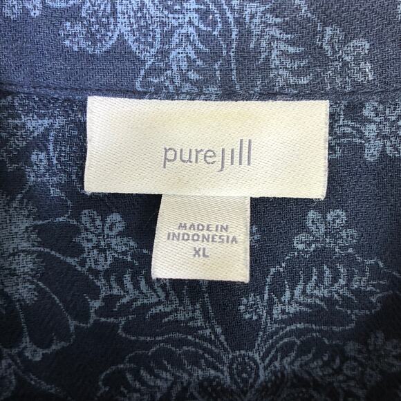 Pure Jill 100% Cotton Floral Button Down Tunic Top Womens XL Blue Coastal - Picture 7 of 7